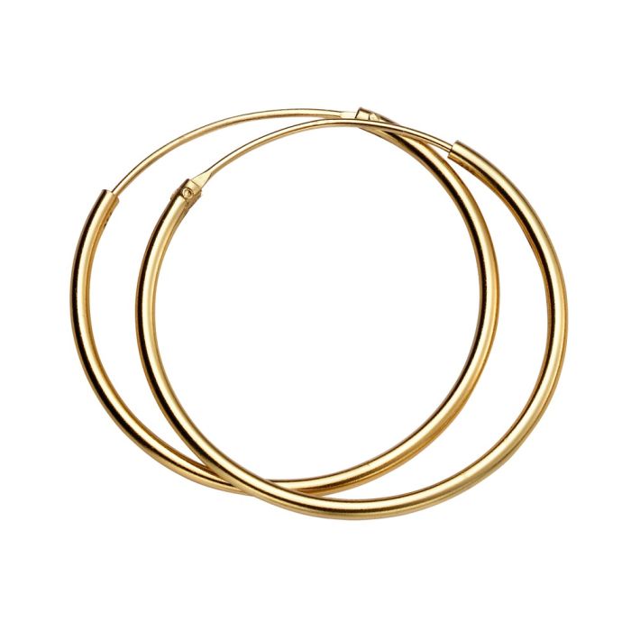 Clustdlysau Aur | Gold Plated Silver Earrings - 30mm Hoops