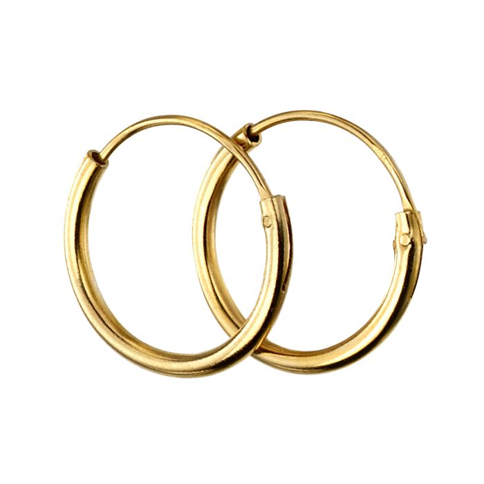 Clustdlysau Aur | Gold Plated Sterling Silver Earrings - 12mm  Hoops