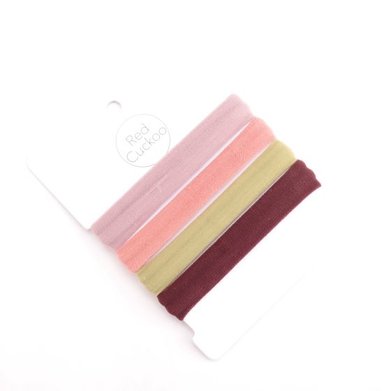 Set o 4 Band Gwallt | Set of 4 Elastic Hair Ties - Red