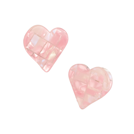 Set o 2 Crafanc Gwallt Bychan - Calon Gwyn | Set of 2 Mini Hair Claws - Heart Pink