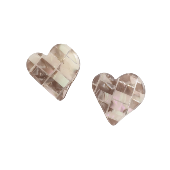 Set o 2 Crafanc Gwallt Bychan | Set of 2 Mini Hair Claws - Heart Grey