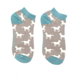 Sanau Treinyrs - Ceffylau | Miss Sparrow Trainer Socks - Horses Light Grey