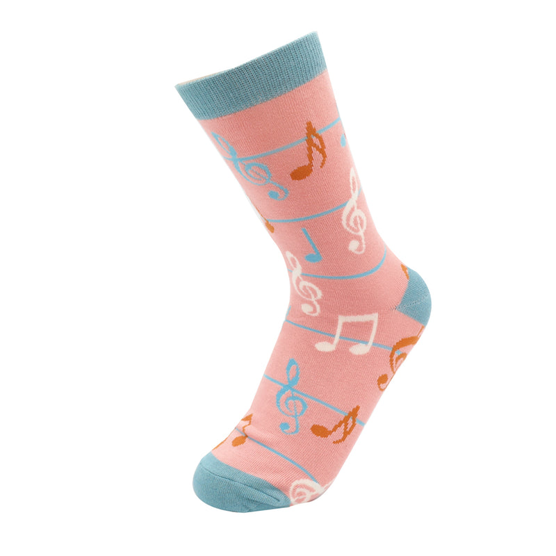 Sanau - Nodau Cerddorol | Miss Sparrow Socks - Musical Notes Pink