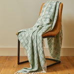 Carthen Wlân Cymreig - Manhattan Gwyrdd | Welsh Wool Blanket - Manhattan Ice Green