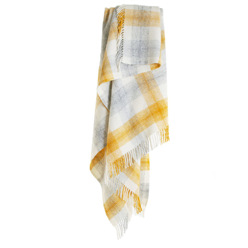 Carthen Wlân Cymreig - Melyn | Welsh Wool Blanket - Meadow Check, Yellow