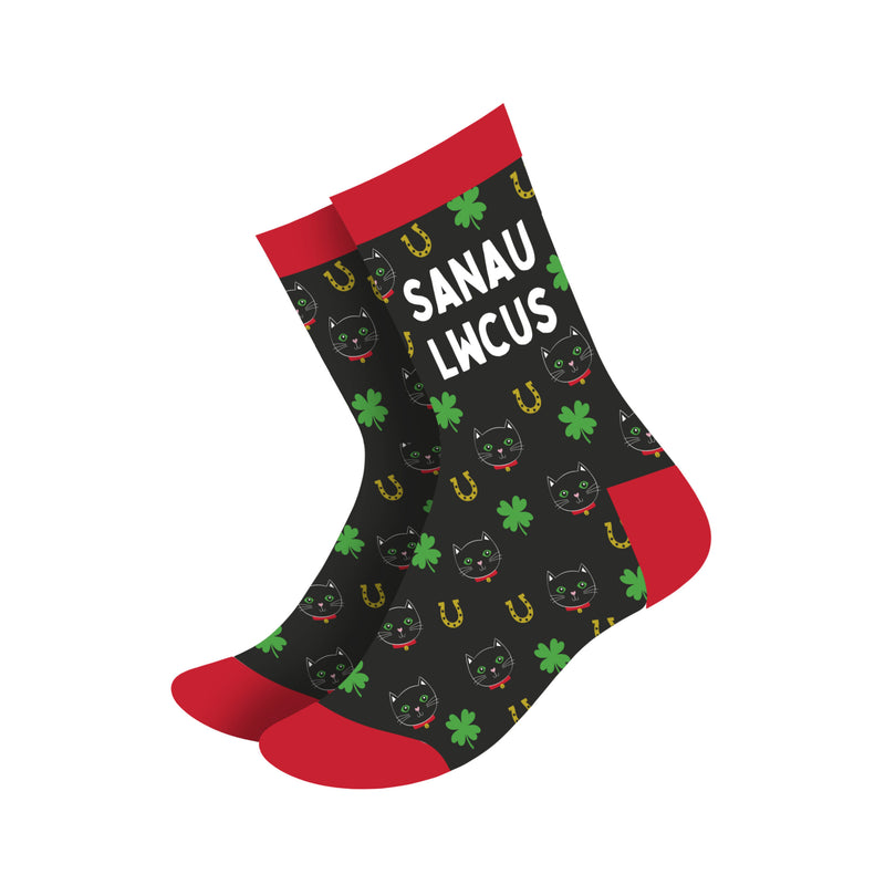 Sanau Bambŵ Merch - Sanau Lwcus | Womens Bamboo Socks - Lucky Socks