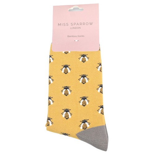 Sanau - Gwenyn | Miss Sparrow Socks - Honey Bees Yellow