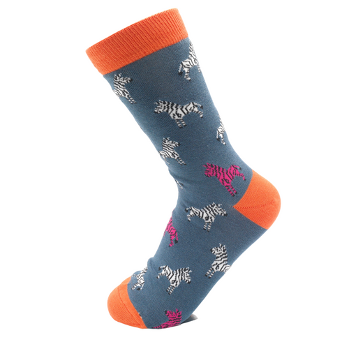 Sanau - Sebra | Miss Sparrow Socks - Zebra Blue