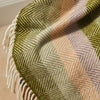 Blanced Penglin / Ysgwyddau Gwlân Cymreig - | Welsh Wool Shoulder / Knee Blanket -  Botanical Stripe