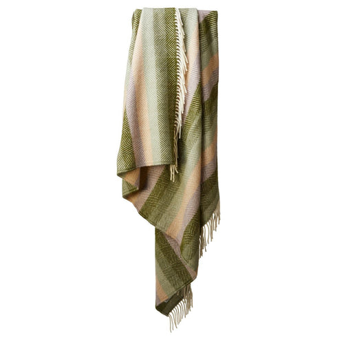 Blanced Penglin / Ysgwyddau Gwlân Cymreig - | Welsh Wool Shoulder / Knee Blanket -  Botanical Stripe