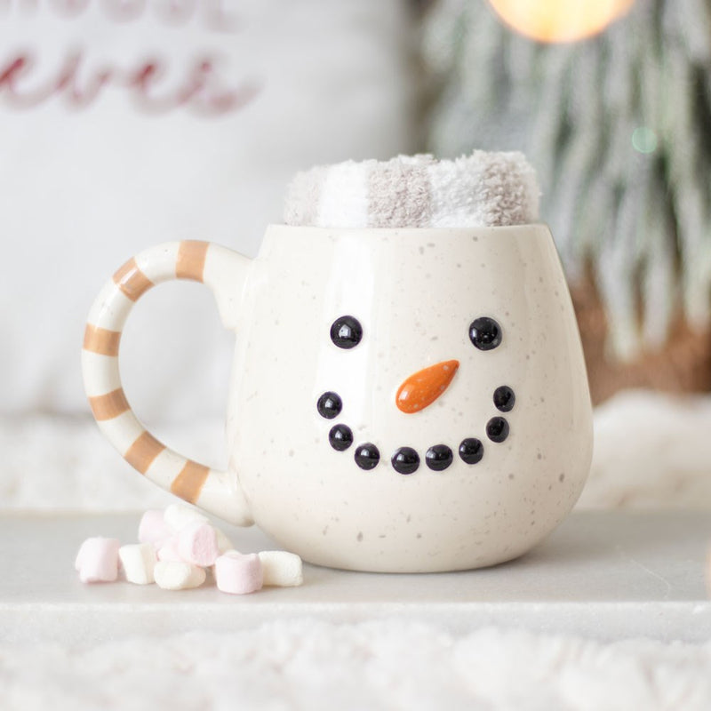 Set Mwg a Sanau Nadolig | Christmas Mug & Sock Set - Snowman