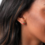 Clustdlysau Styd Ceirios - Lyfli | Cherries Stud Earrings - Silver