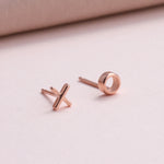 Clustdlysau Styd Swsus - Sws a Chwtsh | Kisses Stud Earrings - Rose Gold