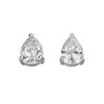 Clustdlysau Styd Arian | Sterling Silver Stud Earrings - Teardrop Crystal