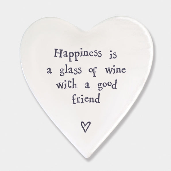 Mat Diod Porslen | Porcelain Coaster - Happiness, Wine & Friend.
