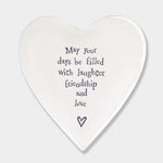 Mat Diod Porslen | Porcelain Coaster - Laughter, Friendship & Love.