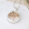 Cadwen Coeden Aur Coch a Crisialau | Rose Gold Tree and Crystals Necklace