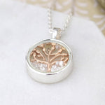 Cadwen Coeden Aur Coch a Crisialau | Rose Gold Tree and Crystals Necklace