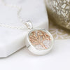Cadwen Coeden Aur Coch a Crisialau | Rose Gold Tree and Crystals Necklace