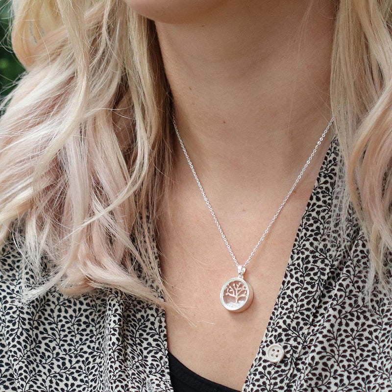 Cadwen Coeden Aur Coch a Crisialau | Rose Gold Tree and Crystals Necklace