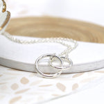 Cadwen Dwy Gylch Arian | Silver Linked Double Hoop Necklace