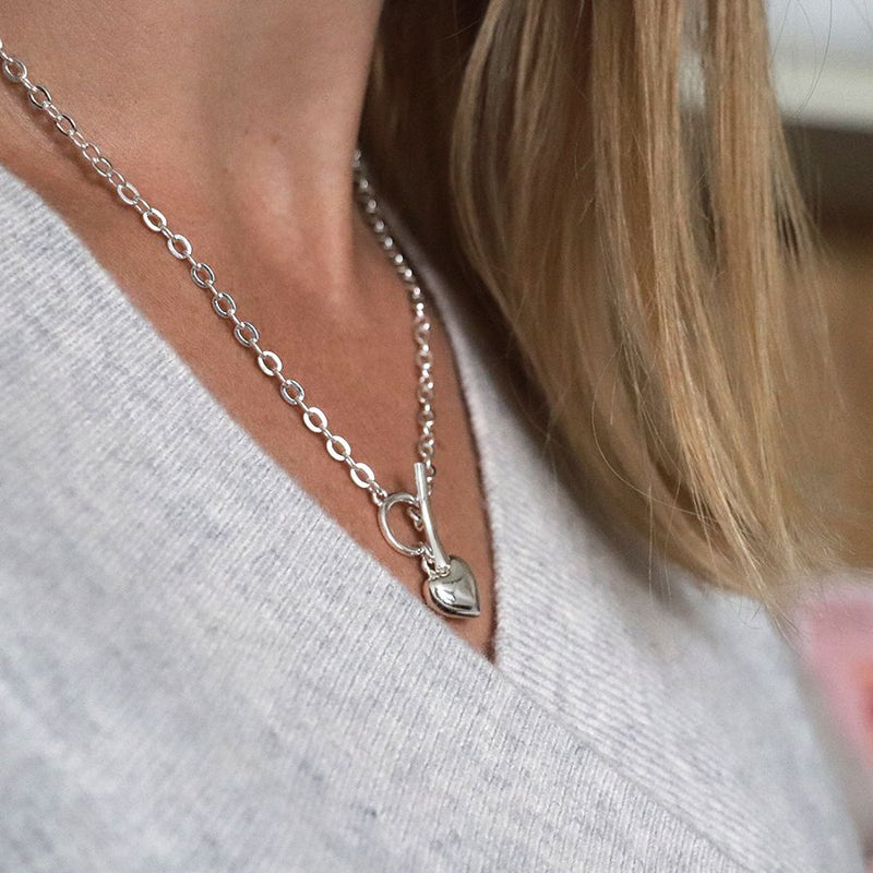 Cadwen Bar-T a Chalon | Silver T-Bar and Heart Necklace