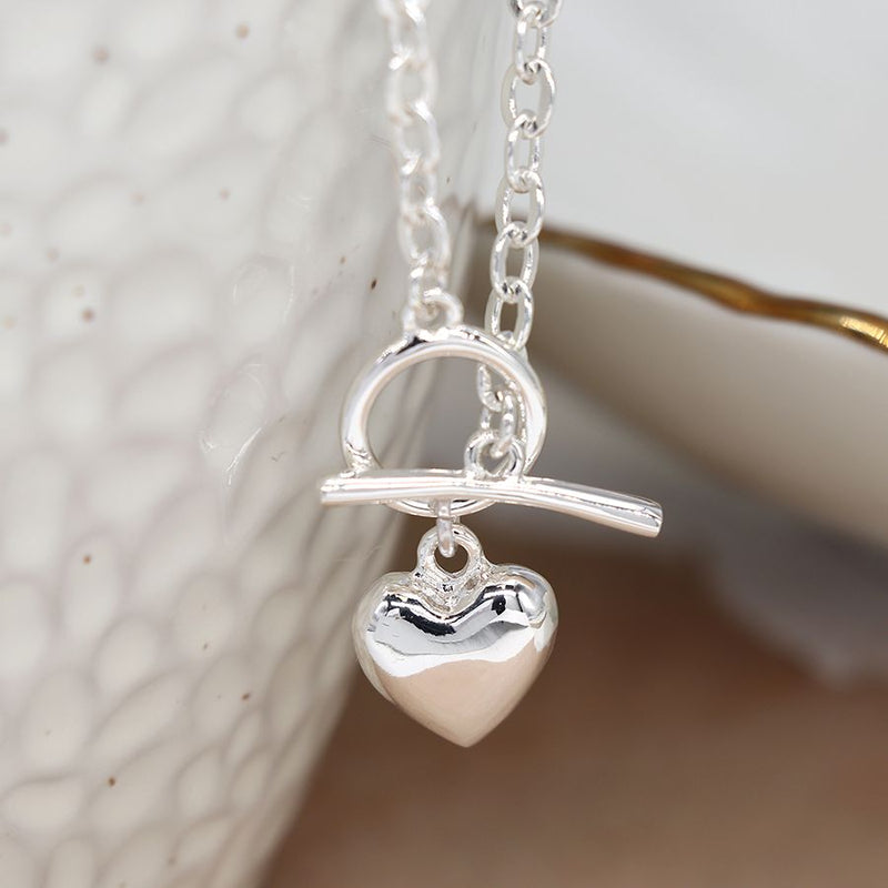Cadwen Bar-T a Chalon | Silver T-Bar and Heart Necklace