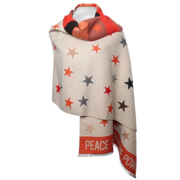 Sgarff Zelly - Sêr Hufen | Zelly Wrap/Scarf - Cream Stars