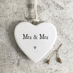 Calon Borslen | East of India Porcelain Hanging Heart – Mrs & Mrs
