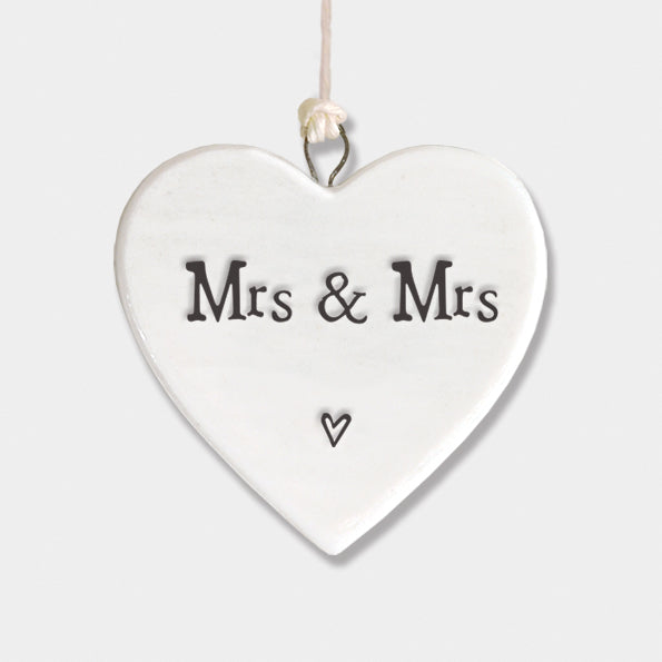 Calon Borslen | East of India Porcelain Hanging Heart – Mrs & Mrs