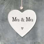 Calon Borslen | East of India Porcelain Hanging Heart – Mrs & Mrs