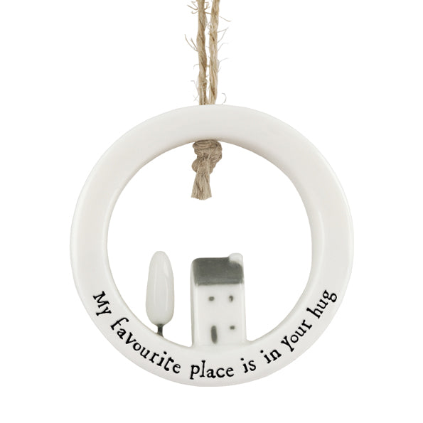 Addurn Porslen | East of India Porcelain House in Circle Hanger - Favourite place in hug