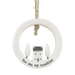 Addurn Porslen | East of India Porcelain House in Circle Hanger - You Are My Sunshine