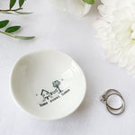 Desgyl Fechan Borslen | East of India Small Porcelain Dish - Home Sweet Home