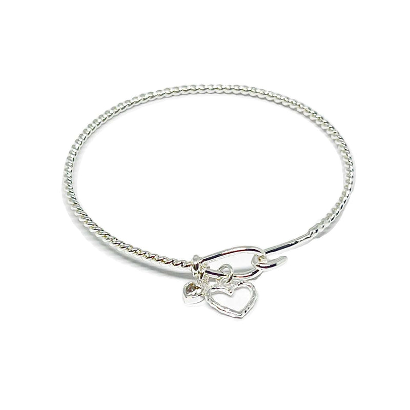 Bangl Liwsi - Calonnau Arian | Liwsi Bangle - Silver Hearts