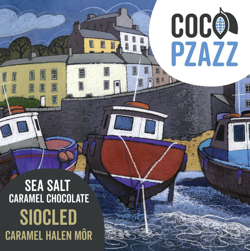 Bar Siocled Caramel a Halen Mor | Caramel and Sea Salt Chocolate Bar - Coco Pzazz