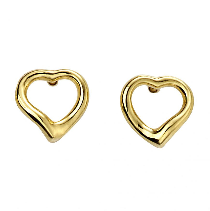 Clustdlysau Styd Arian | Sterling Silver Stud Earrings - Gold Fiona Heart