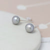 Clustdlysau Styd Arian | Sterling Silver Studs - Blue/Grey Pearl