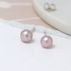 Clustdlysau Styd Arian | Sterling Silver Studs - Pink/Purple Pearl