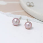 Clustdlysau Styd Arian | Sterling Silver Studs - Pink/Purple Pearl