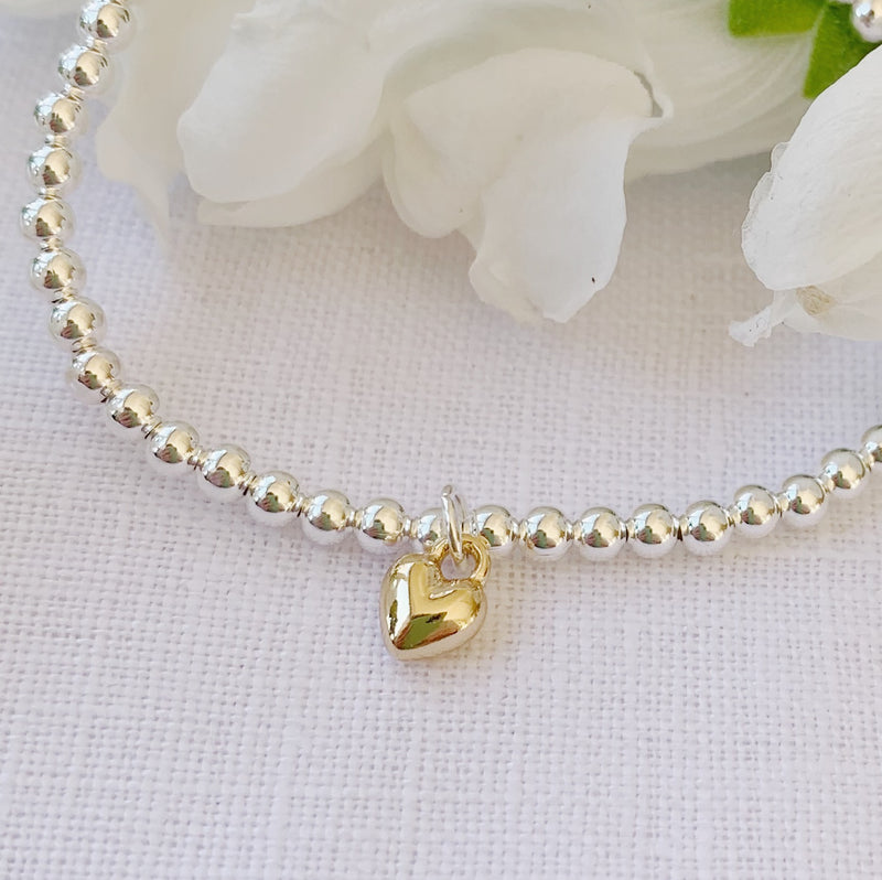 Breichled Calon Plentyn - Aur | Children’s Heart Bracelet – Gold