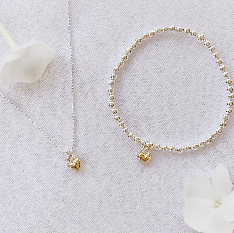 Breichled Calon Plentyn - Aur | Children’s Heart Bracelet – Gold