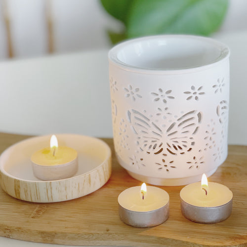 Llosgwr Olew - Pili Pala Gwyn | Oil Burner - White Butterfly