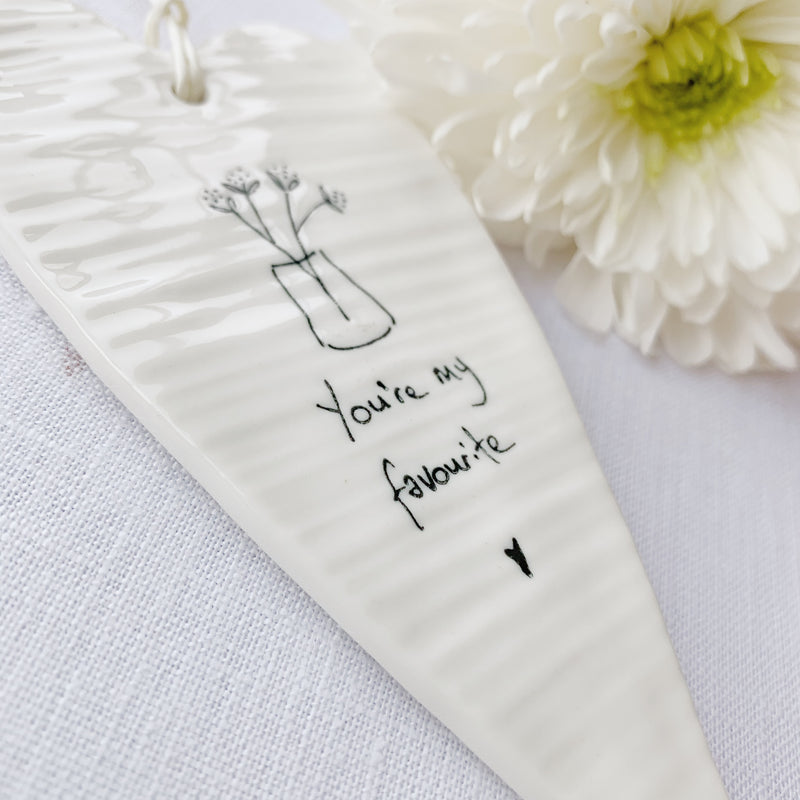 Calon Borslen | East of India Porcelain Hanging Heart – You’re My Favourite