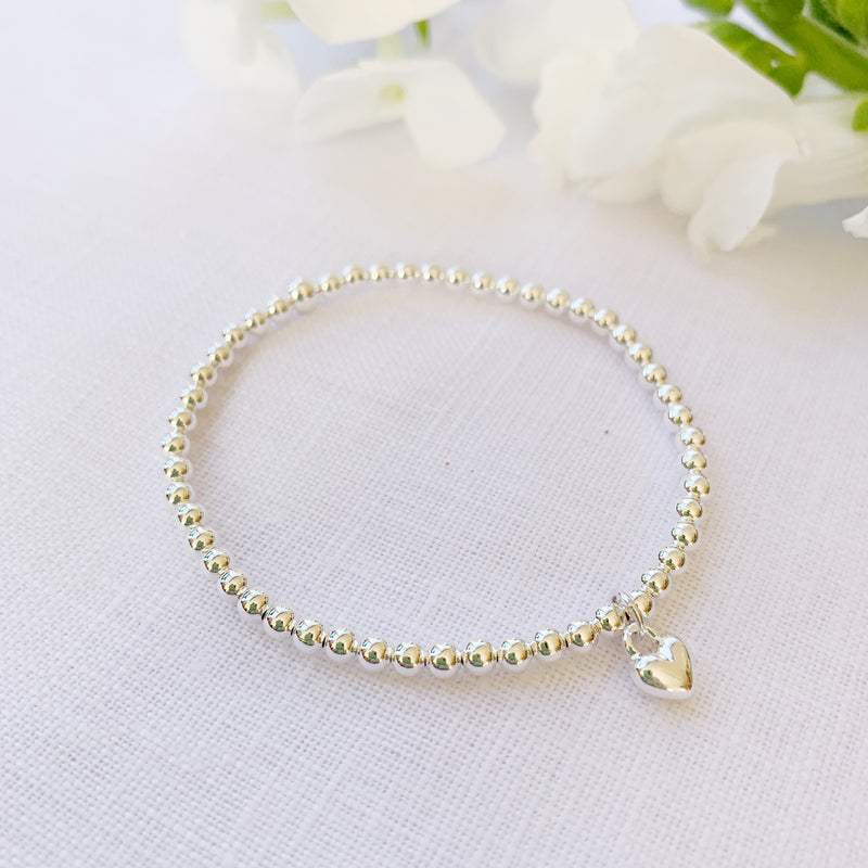 Breichled Calon Plentyn - Arian | Children’s Heart Bracelet – Silver