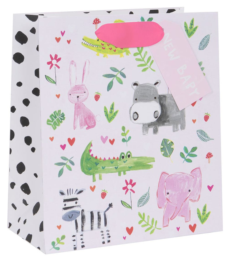 Bag Anrheg Canolig - Anifeiliaid Pinc | Medium Gift Bag - Pink Animals