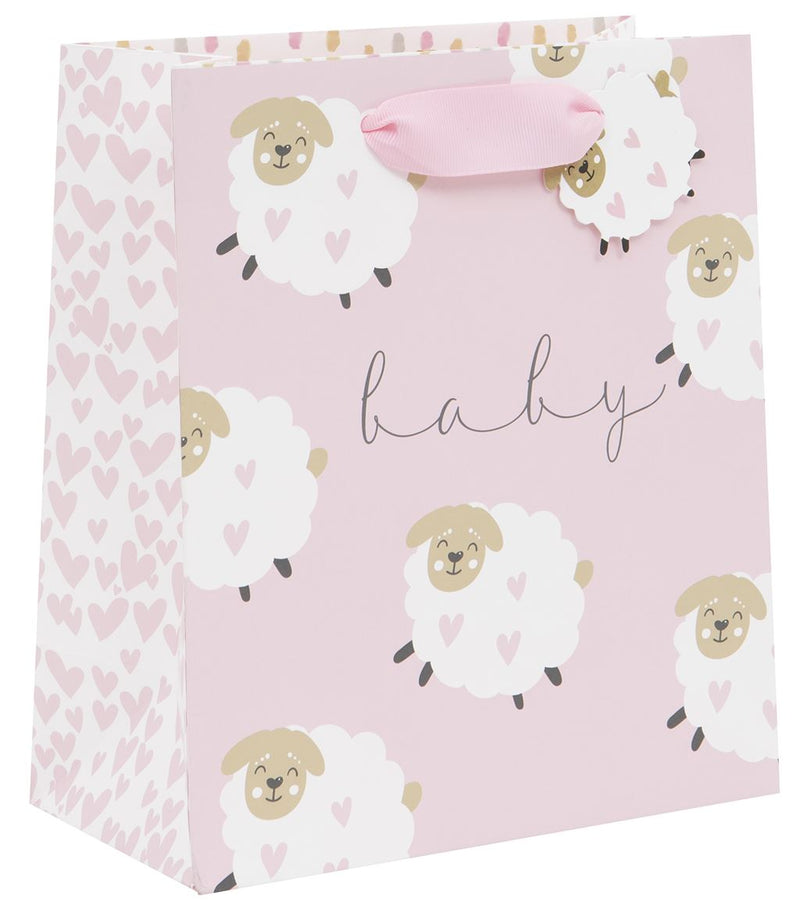Bag Anrheg Canolig - Defaid Pinc | Medium Gift Bag - Pink Sheep
