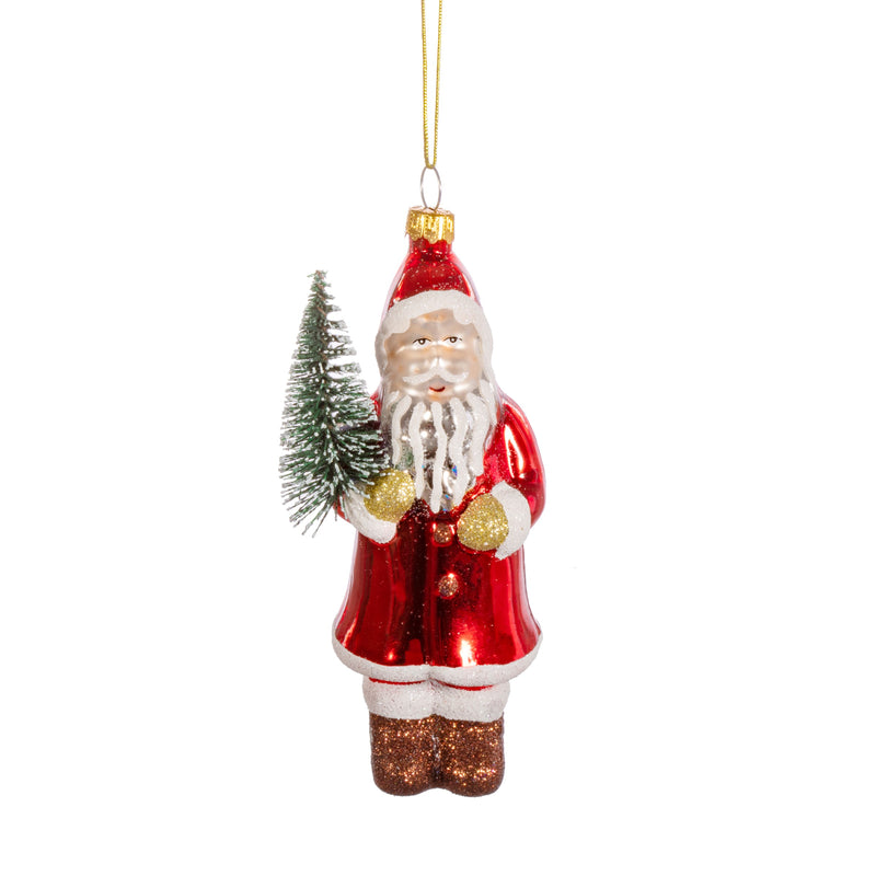 Addurn Nadolig Gwydr | Christmas Glass Bauble - Vintage Santa