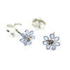 Clustdlysau Styd Arian | Sterling Silver Stud Earrings - Little Blue Flower