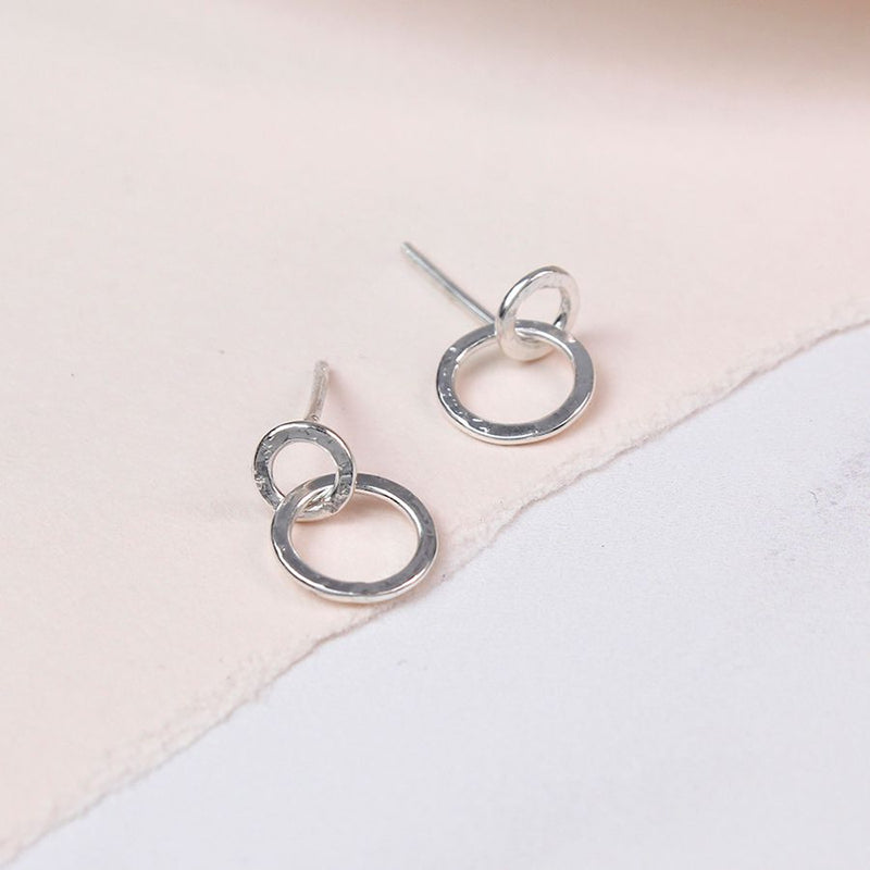 Clustdlysau Styd Arian | Sterling Silver Studs - Circle on Circle